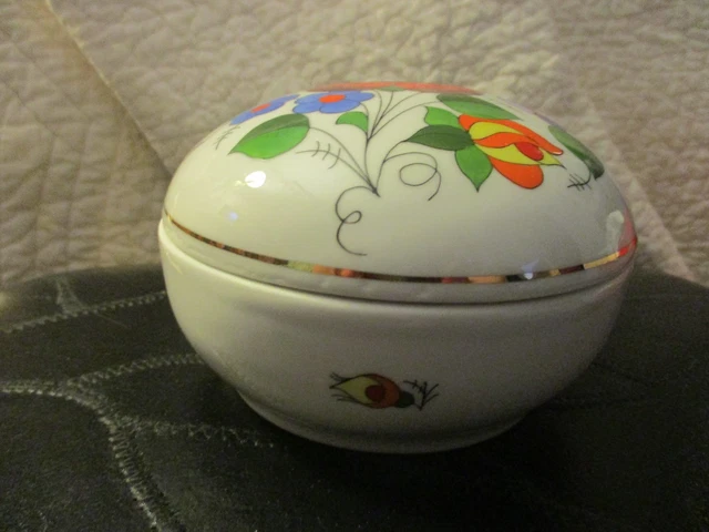Kalocsa Hand Painted Porcelain Decorated Beautiful  Trinket Box 3