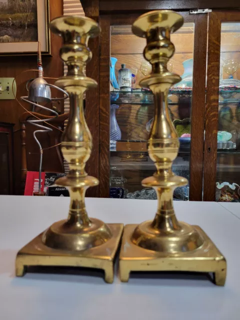 A Very Fine Pair of 18th Century Russian Brass Shabbat Candlesticks