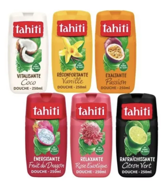 Lot de 6 gel douche TAHITI divers parfums  (250ml x 6)