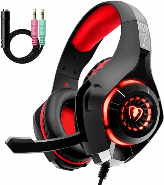 Cuffie Beexcelent Gm-1 Gaming Gioco Led Rosso Per Ps4 Xbox Pc Tablet Smart