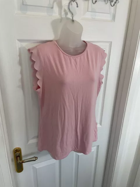 T-Shirt Ted Baker rot rosa Jakobsmuschelärmel Größe 2 UK 10