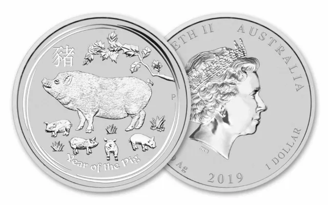 Perth Mint Lunar Series II Year of the Pig 2019 Silver 1 oz Australia capsule