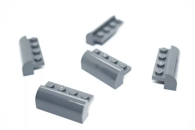 5 New LEGO Dark Stone Grey 2x4 Curved Slope Bricks 6081 w 4 studs rounded city