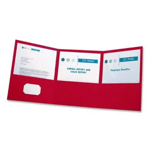 Oxford Tri-Fold Folder w/3 Pockets  LTR-Size Red 59811 (Box of 20)