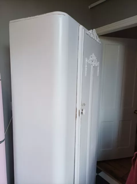 Beautiful, French Art Deco, Vintage, White Upcycled Shabby Chic Large Wardrobe 3