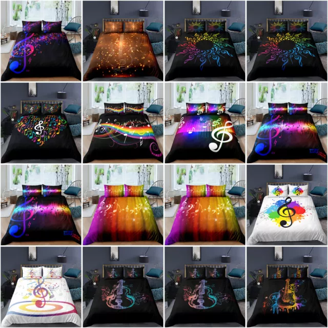 Music Notes Doona Quilt Duvet Cover Set Single/Double/Queen/King Size Bed Linen