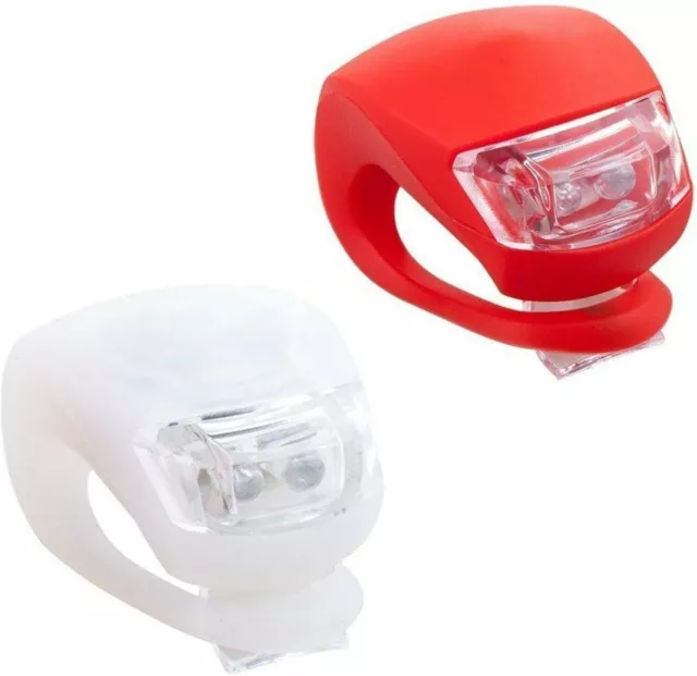 2 Led Silicone Mountain Bike Bicycle Front Rear Lights Set Push Cycle Light Clip