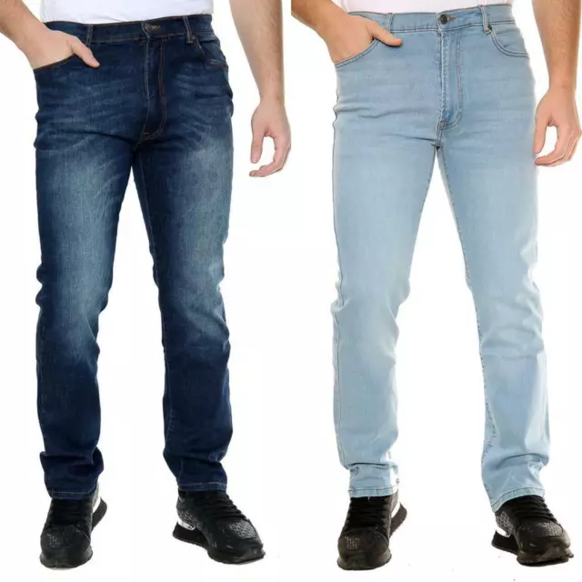 Mens Straight Leg Jeans Regular fit Men Stretch Denim Pants Sizes 28-40 New