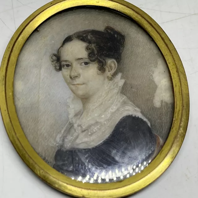 1811 Miniature Portrait Painting on Bone? Attributed Henry Williams Boston