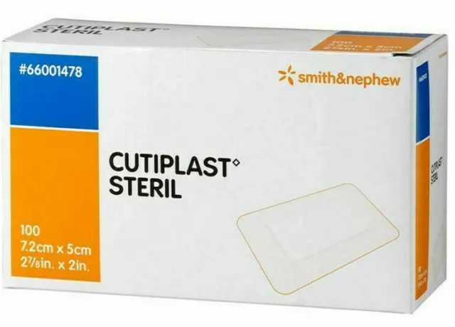 100 x Cutiplast Steril Wound Dressing Sterile 7.2cm x 5cm Box of 100 Dressings