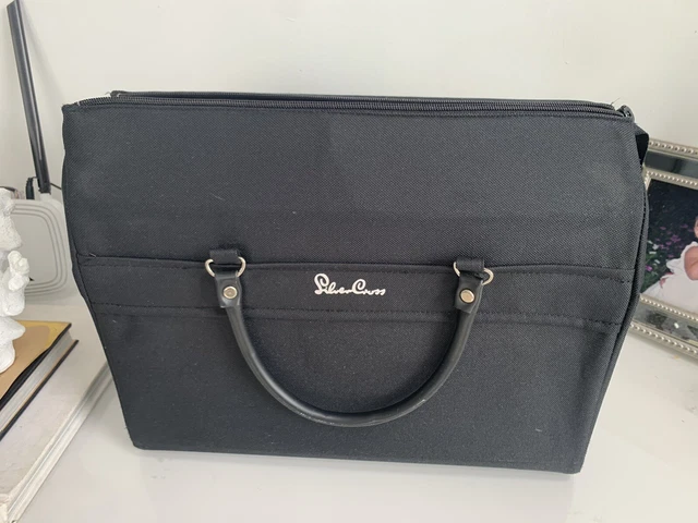 Raro bolso de cochecito cruzado de plata genuina para coche construido. Negro.