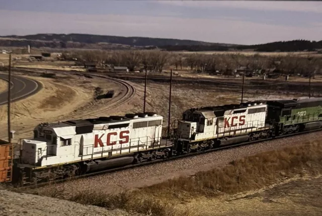 Vtg 35mm Slide Kansas City Southern  Railroad Train Engine Original