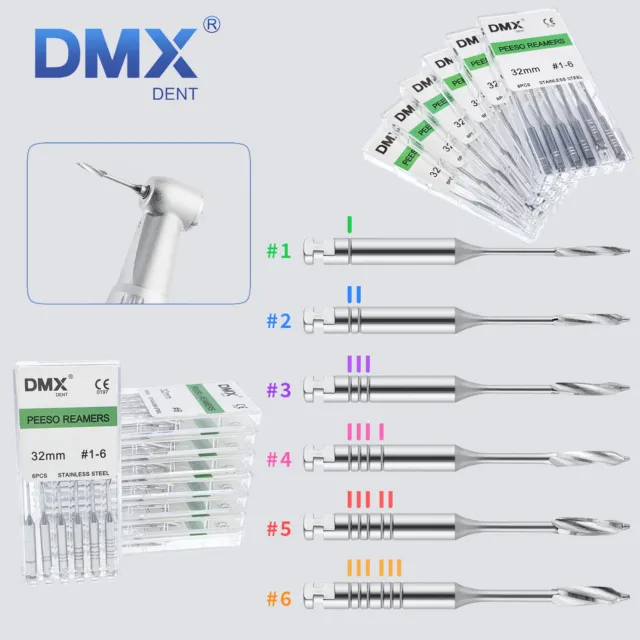 6 Pcs DMXDENT Dental Pesso Reamers SST #1-#6 Endodontic Files Root Canal 28/32mm