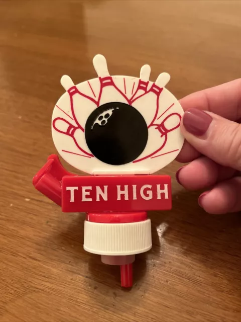 TEN HIGH Bourbon Whiskey Bottle Stopper Pourer Bowling Pin Theme Vintage