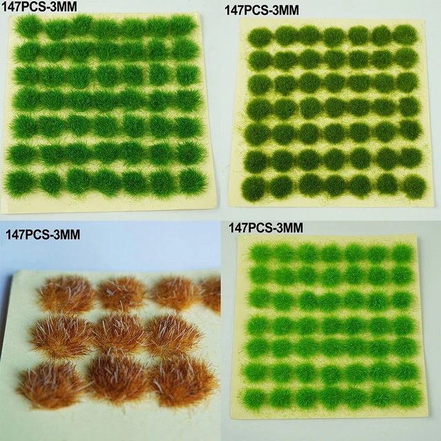 198 Touffes D'Herbe Auto-adhésives 4 Mm – Faciles à Poser Pour Diorama Et Modélisme