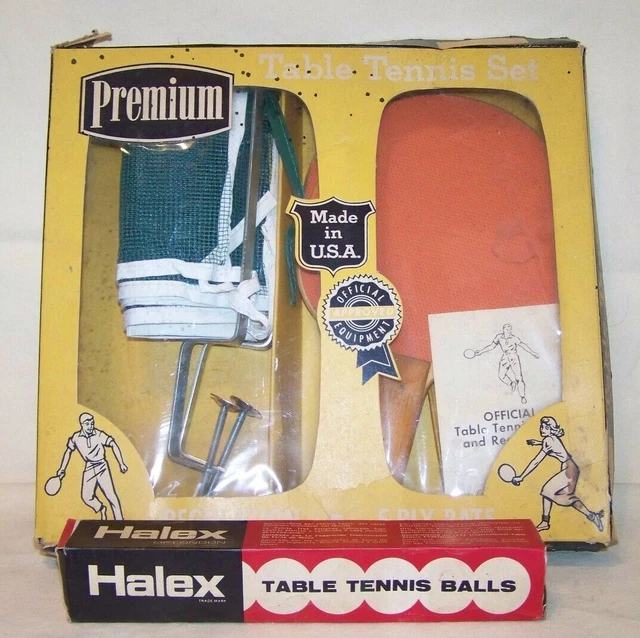 VINTAGE USA MADE Premium Table Tennis Set in Box &Box of Halex 3 Star