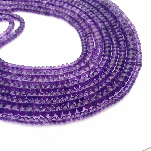 Améthyste Rondelle Perles Pierre Précieuse Facettes Rond Semi Précieuses 33cm
