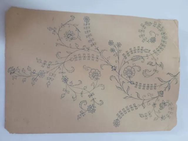 Design Old Textile floral handmade design on aged sheet collectible piece of art 3