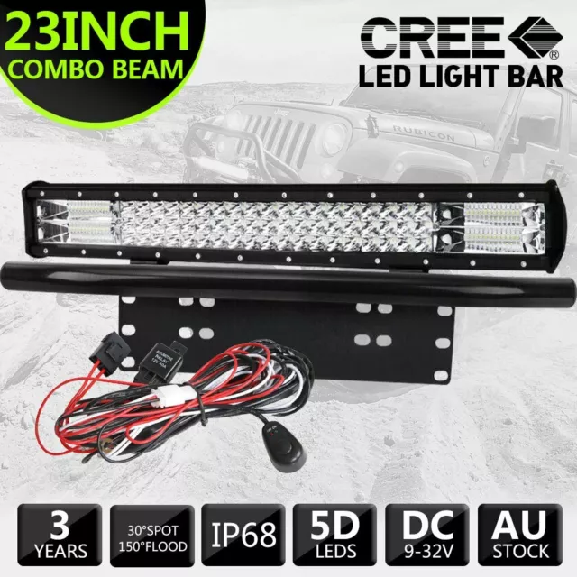 23inch LED Light Bar Spot Flood Work Driving Fog Bar 23'' Number Plate Frame