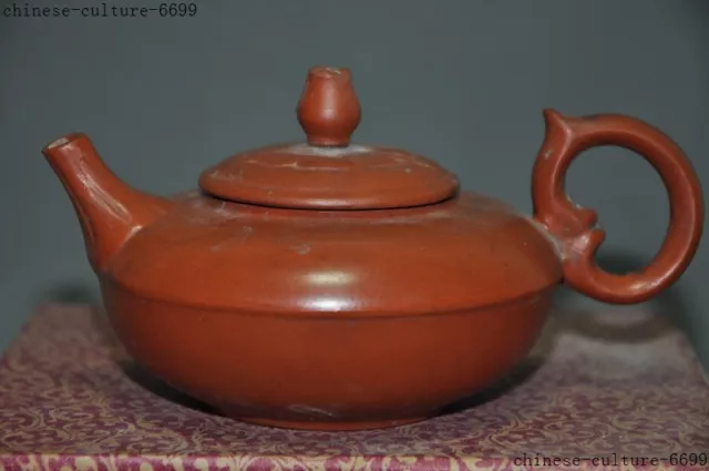 Marked Old China Chinese Yixing Zisha Pottery statue Tea pot Flagon teapot