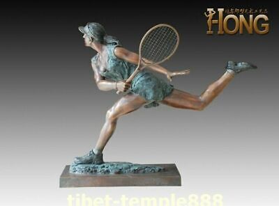 108 cm Western art deco bronze Women girl Motion Tennis Tennisspiel sculpture