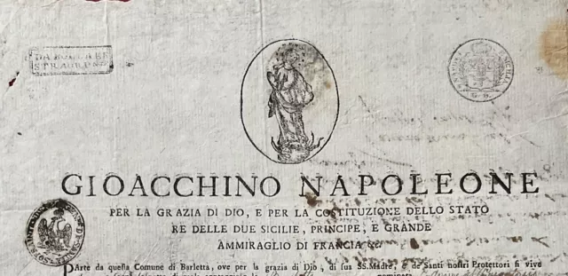 Regno Delle 2 Sicilie Gioacchino Napoleone Fasano Documento Di Sanità 1811 2