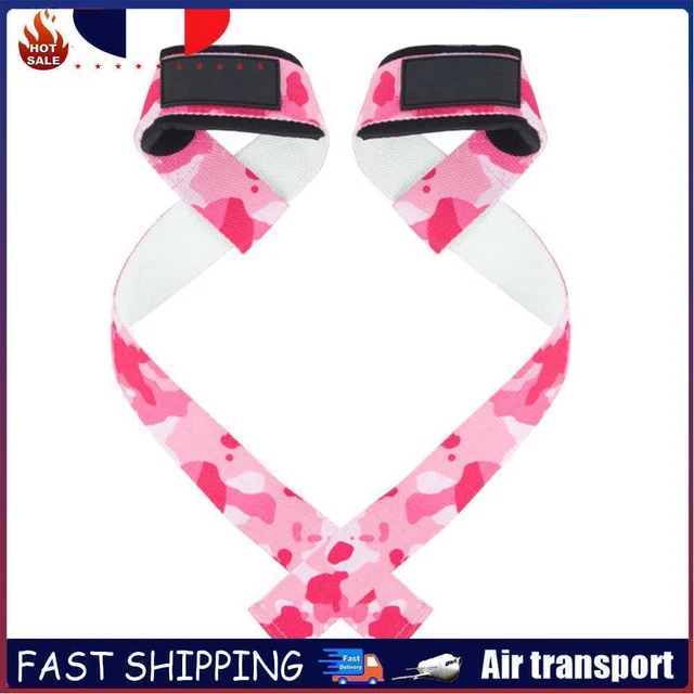 2pcs Gym Lifting Wrist Straps Anti-slip Hand Wraps for Powerlifting (Pink) ~