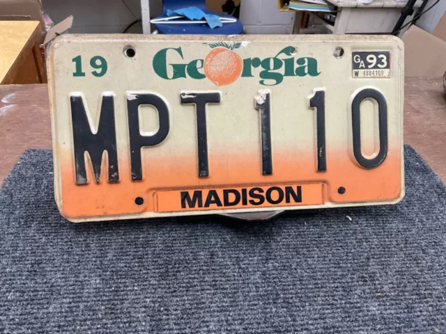 License Plate Vintage Georgia Ga Madison County MPT 110 1993 Rustic