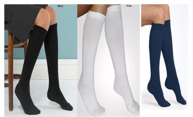 3 Pairs Womens Long Knee High Cotton Plain Socks Size 4-7
