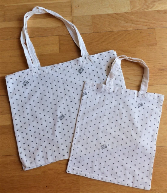 DEUX SACS TOTE bag BONTON avec anses motif étoiles coton BON TON