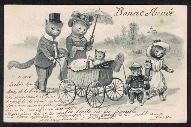 Chats - CPA 50. CHAT Bonne année