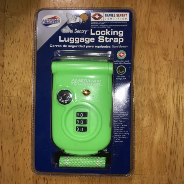 American Tourister Travel Sentry Locking Luggage Strap in Green, Certified (NOS)