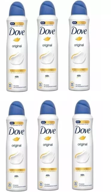 6 PZ DOVE DEODORANTE SPRAY ORIGINAL 48h 250ml Deodorante Corpo 0% Alcool