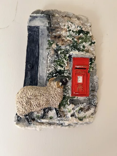 Stefs Wall Plaque - Swaledale Sheep with Post Box