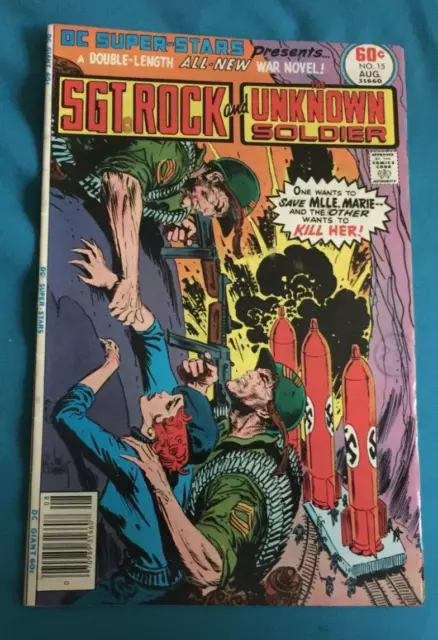 Free P&P; DC Super-Stars #15, Aug 1977: Sgt. Rock, Unknown Soldier, Mlle. Marie!