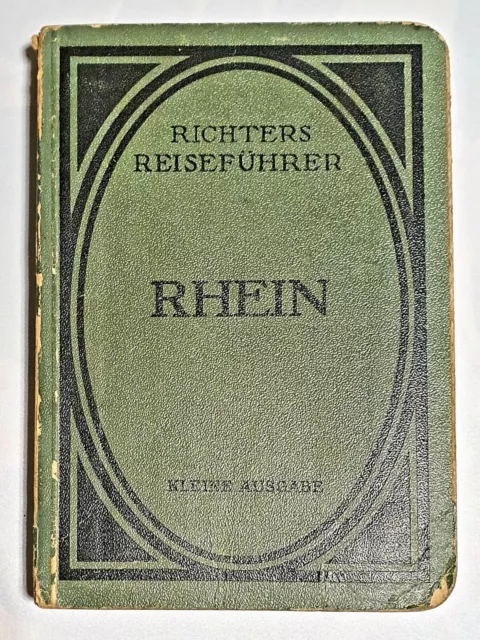 1912 Libros de viajes de Richter Libro de bolsillo del Rin Libro antiguo...