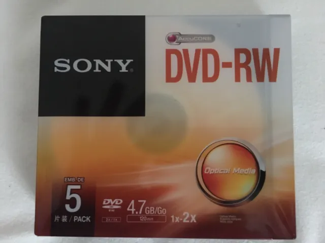 DVD-RW Sony AccuCORE 4,7GO Pack De 5 Neuf