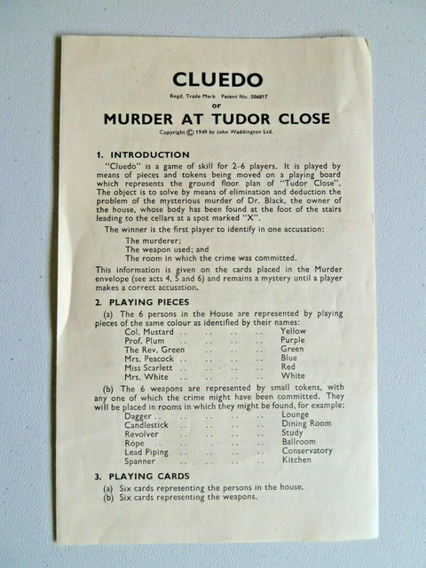 Cluedo Retro Rules