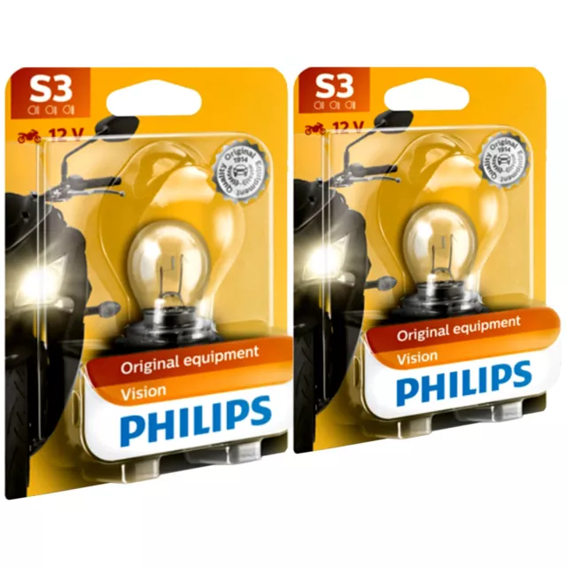 2x PHILIPS VISION Glühlampe Fernscheinwerfer Glühbirne S3 12V 15W P26s Motorrad