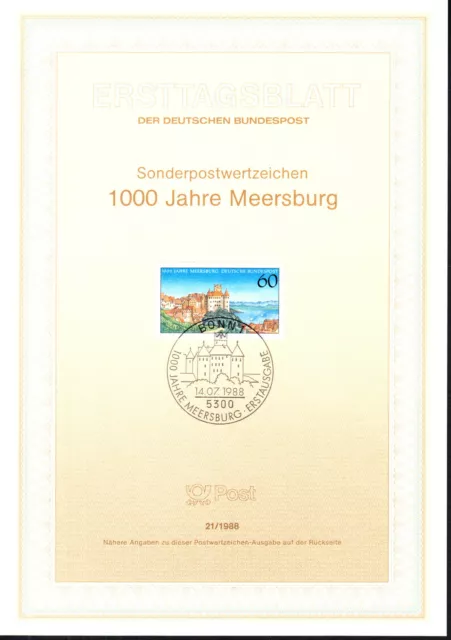 BRD, Deutschland, FDC, Nr.21/1988, "1000 Jahre Meersburg am Bodensee"