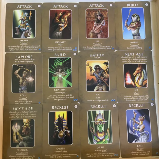 12 EGYPTIAN Random Action GOD Cards for AGE OF MYTHOLOGY Game - Parts