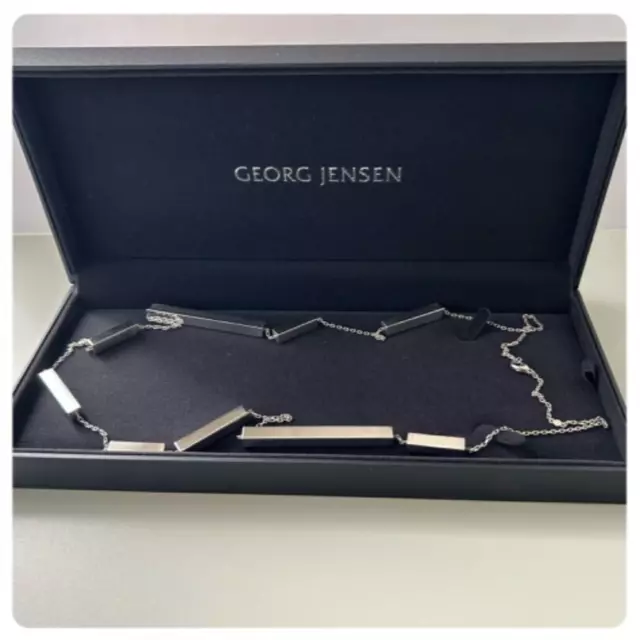 Georg Jensen Sterling Silver Necklace Aria Slim Bar #593D Very Good+ w/box