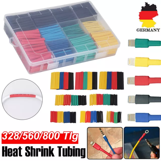 Schrumpfschlauch Set 800tlg Sortiment Plastikbox 12 Größen Schrumpfschläuche DHL