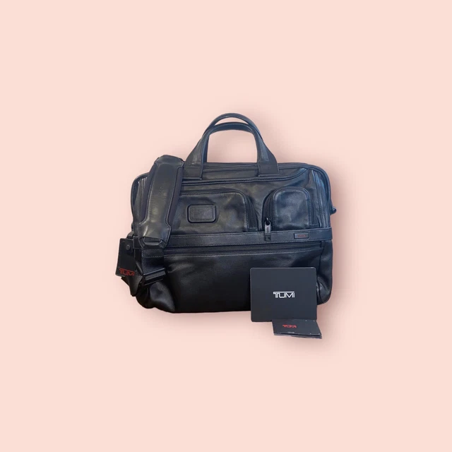 TUMI ALPHA II Leather Expandable Briefcase 96141D2 Satchel Laptop Bag $825 EUC