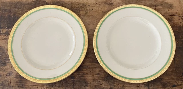 2 Syracuse China Old Ivory Wayne Green (gold Rim) 6 1/4" Bread Plates