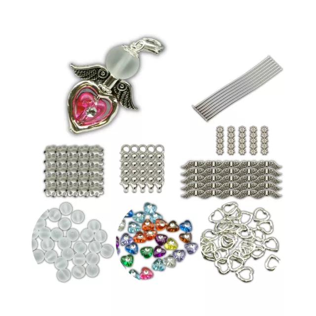 25 Schutzengel Bastelset 4cm Charms Anhänger Bunt Perlen Geschenkanhänger Set