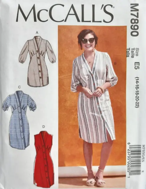 Sizes 14-22 McCalls M7890 - Misses Tunic Shirt Dresses Sewing Pattern EASY