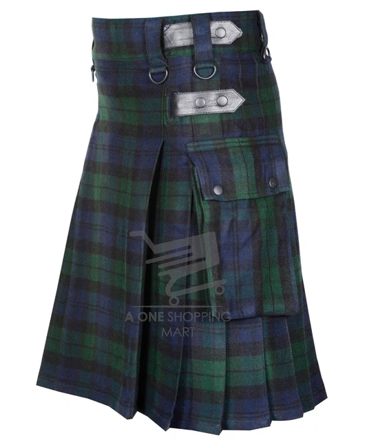 BLACK WATCH 8 YardScottish tartan Kilt  Utility Kilt Handmade  16 Oz Tartan Kilt