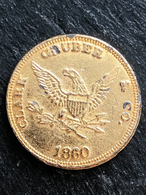 1860 Clark Gruber & Co. Twenty Dollars Pikes Peak Denver Gold Coin "Copy"  