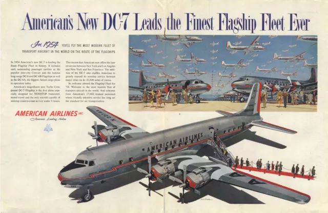 American Airlines DC-7 Leads the Finest Flagship Fleet Ever ad 1954 SEP